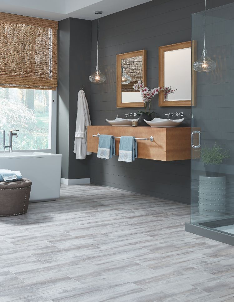 bath design custom tile shower waterproof lvp flooring