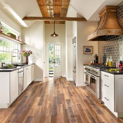 wood look laminate flooring in a rustic Oklahoma City kitchen